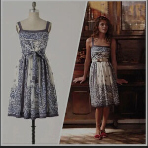 Anthropologie Maeve Catmint porcelain Blue & White Floral Dress Size 10